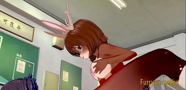  Furry Hentai - deer-rabbit & Horse boobjob and fucked - Anime Manga Japanese Yiff